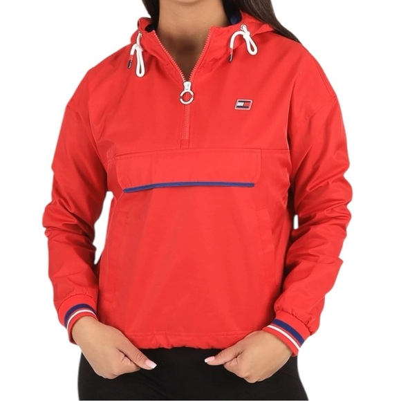 Tommy Hilfiger Popover Jacket Cropped Red Size Medium - Picture 1 of 11